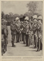 The Prince of Wales presenting Medals to Colonial Troops at Buckingham Palace